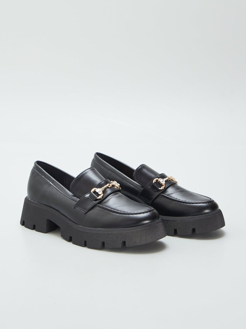 Mocasines con pedrería dorada NEGRO - Kiabi