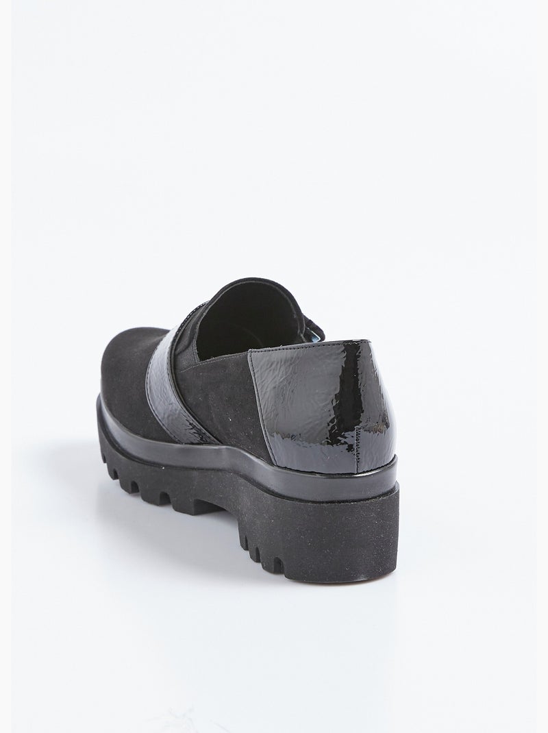 Mocasines con suela elástica y tacos, ancho cómodo - Afibel Negro - Kiabi