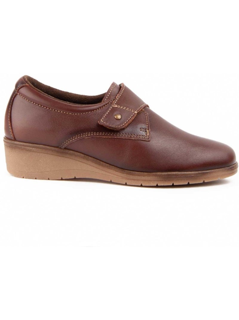 Mocasines Cuña Cuero Purapiel Marrón - Kiabi