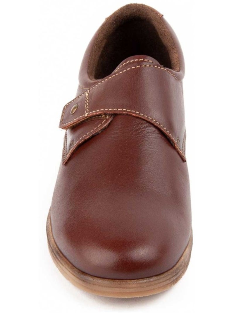 Mocasines Cuña Cuero Purapiel Marrón - Kiabi