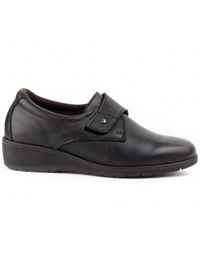 Mocasines Cuña Cuero Purapiel Negro - Kiabi