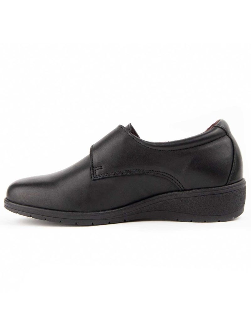 Mocasines Cuña Cuero Purapiel Negro - Kiabi