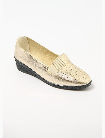 Mocasines cuña piel elastica ancho confort - Afibel