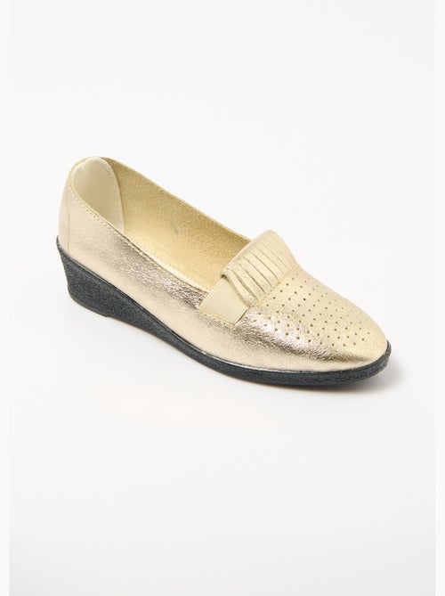 Mocasines cuña piel elastica ancho confort - Afibel - Kiabi