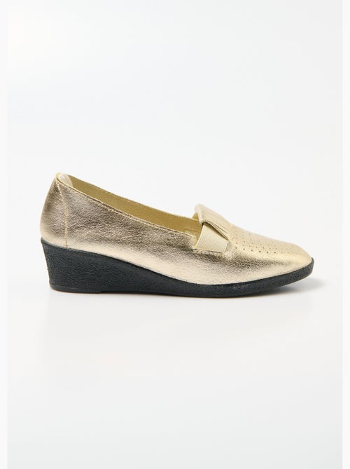 Mocasines cuña piel elastica ancho confort - Afibel - Kiabi