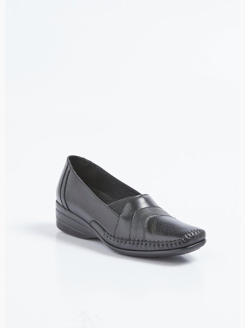 Mocasines cuña piel elastica ancho confort - Afibel - Kiabi