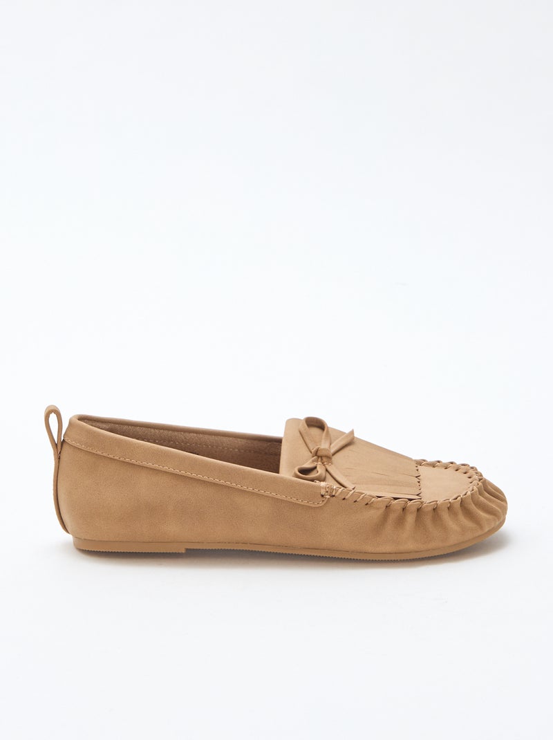 Mocasines de ante sintético con flecos Beige - Kiabi