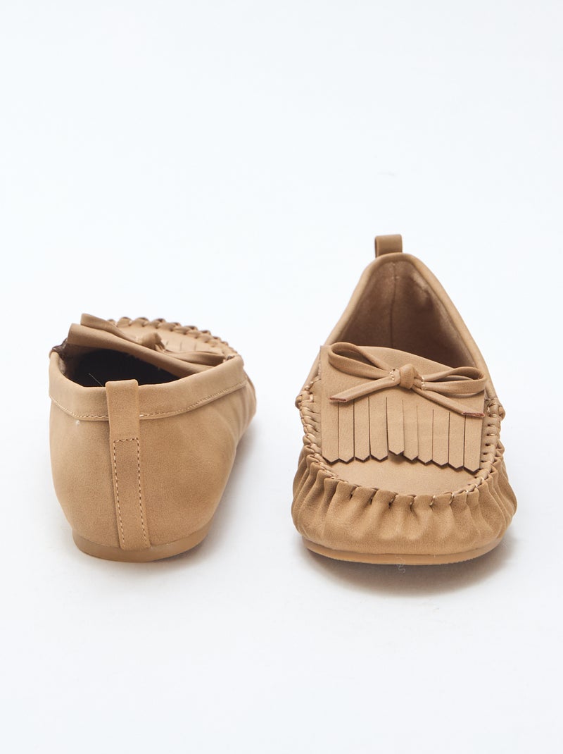 Mocasines de ante sintético con flecos Beige - Kiabi