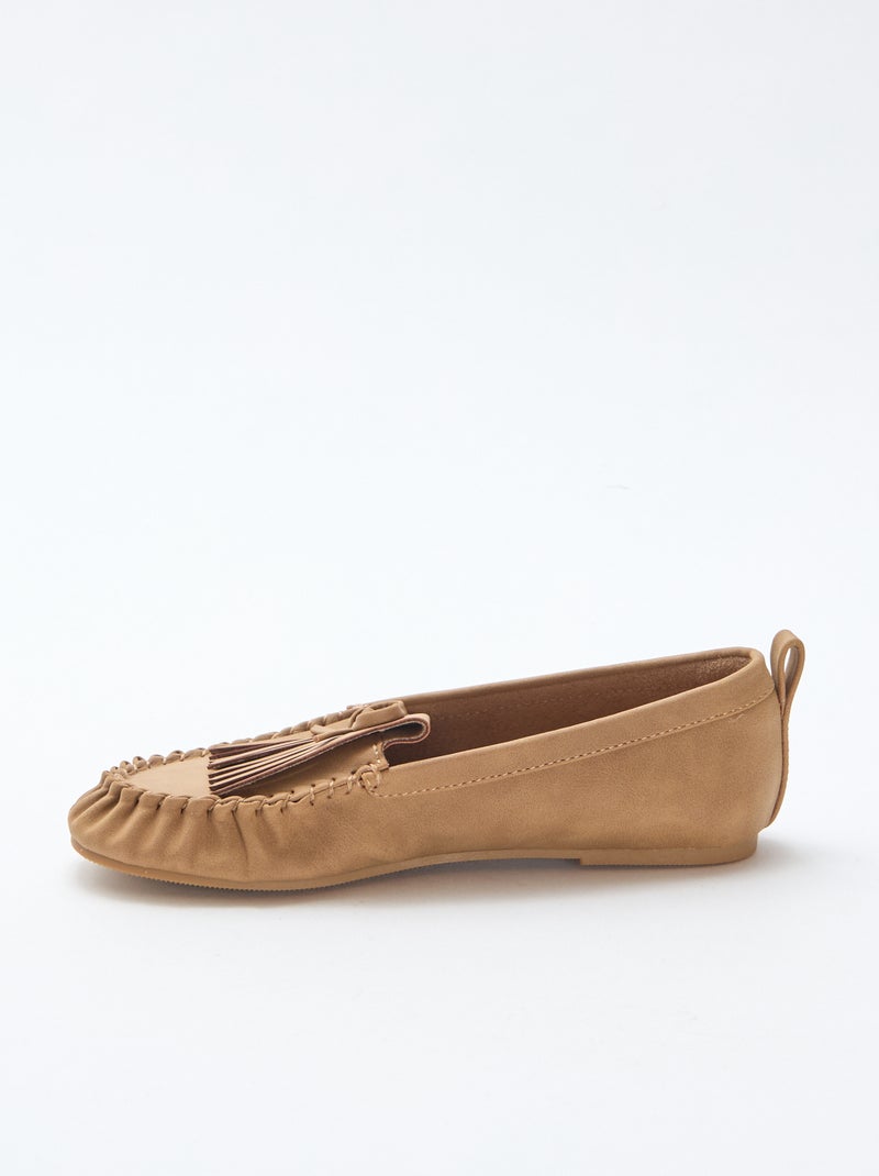 Mocasines de ante sintético con flecos Beige - Kiabi