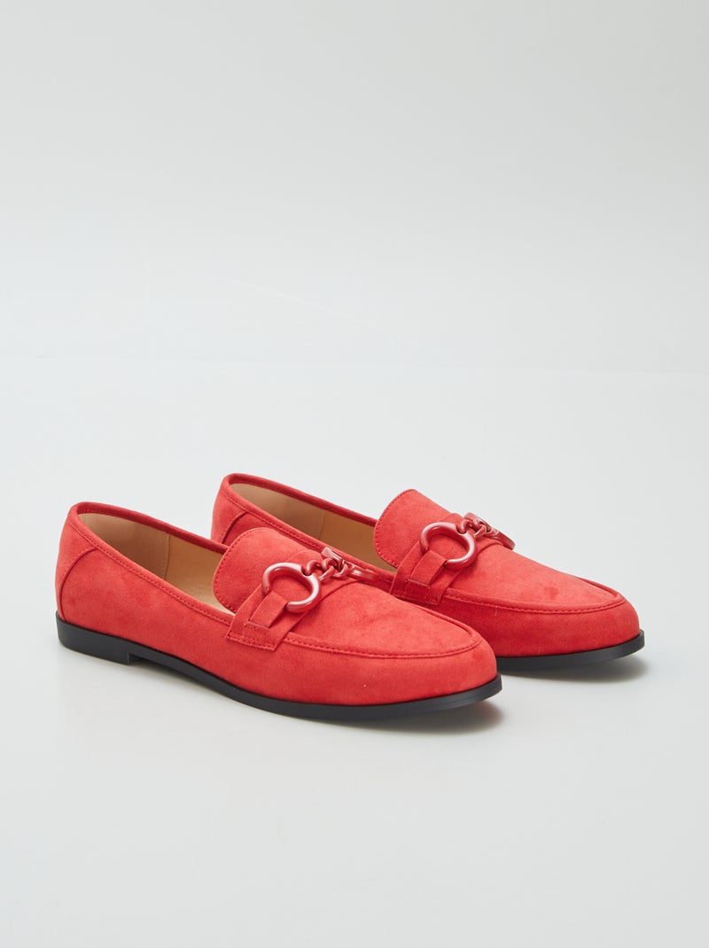 Mocasines de antelina con hebillas ROJO - Kiabi