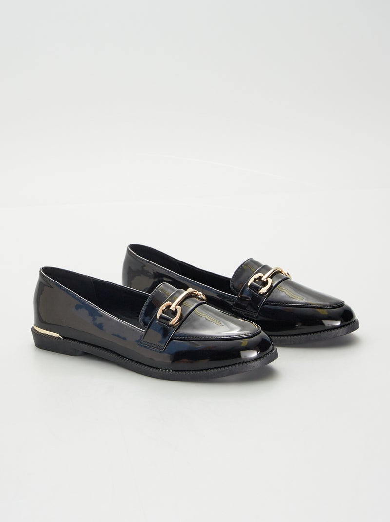Mocasines de charol con detalles dorados NEGRO - Kiabi