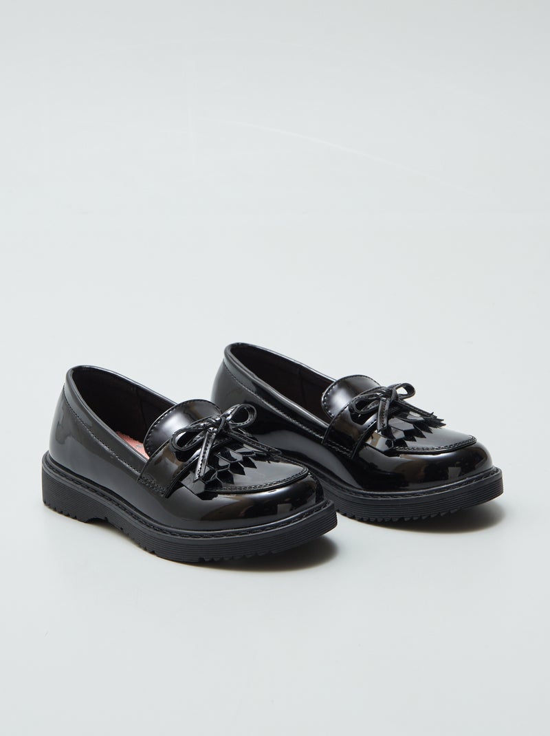 Mocasines de charol con lazo de fantasía NEGRO - Kiabi