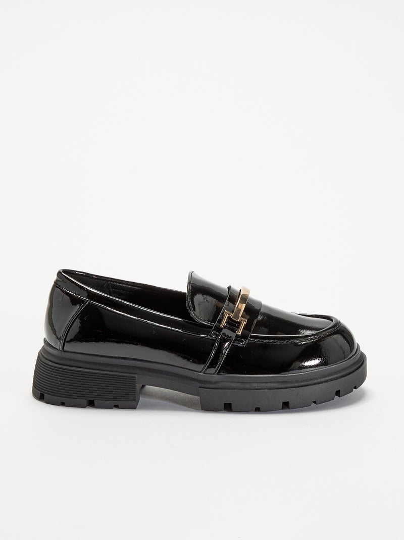 Mocasines de charol con suela dentada Negro - Kiabi