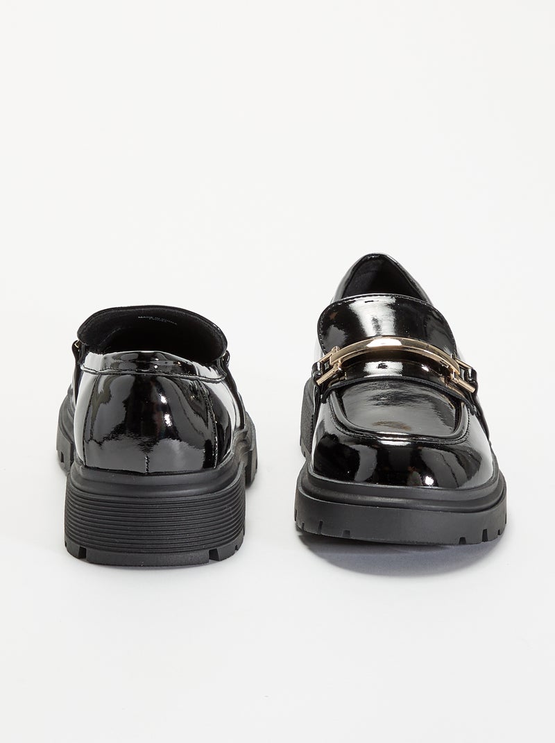 Mocasines de charol con suela dentada Negro - Kiabi