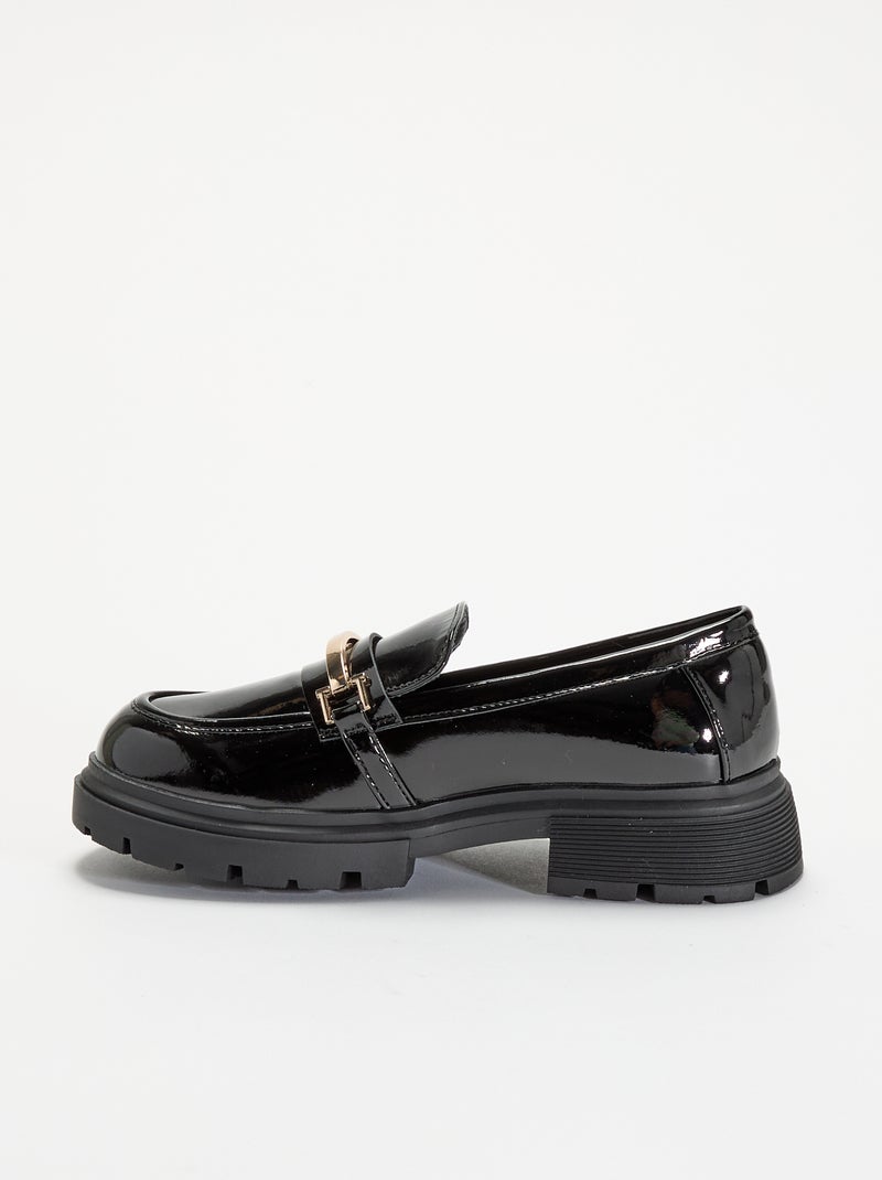Mocasines de charol con suela dentada Negro - Kiabi