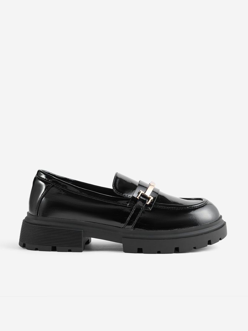 Mocasines de charol con suelas dentadas Negro - Kiabi