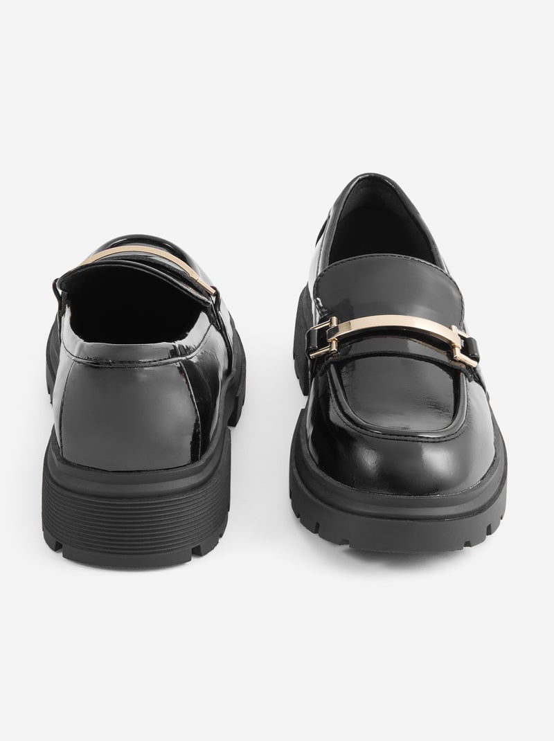 Mocasines de charol con suelas dentadas Negro - Kiabi