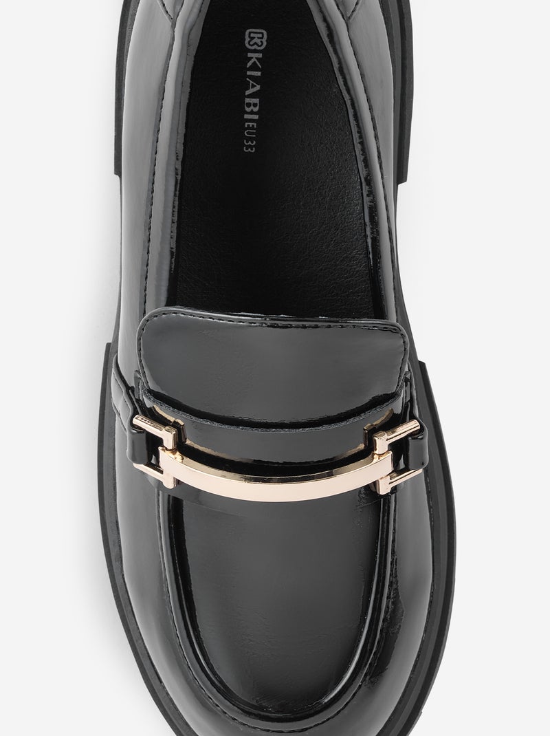Mocasines de charol con suelas dentadas Negro - Kiabi