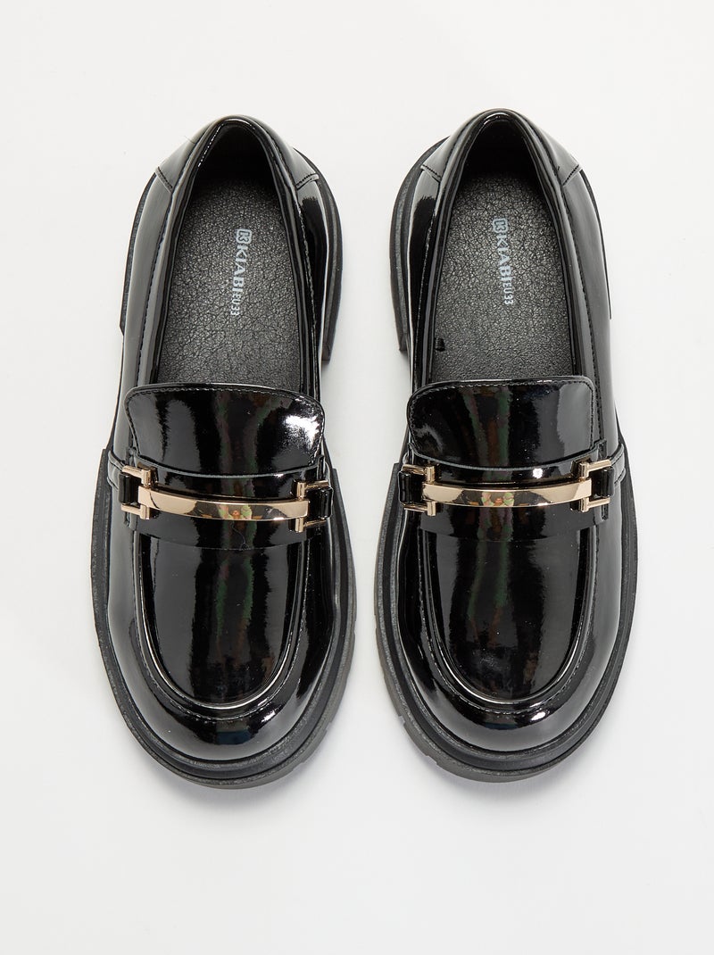 Mocasines de charol con suelas dentadas Negro - Kiabi