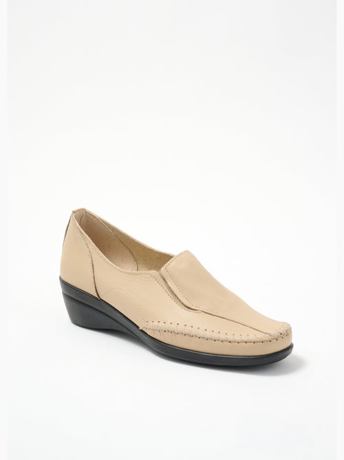Mocasines de cuña anchos de piel - Afibel - Kiabi