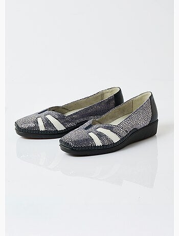 Mocasines de cuña de piel con ancho suave y cómodo. - Afibel