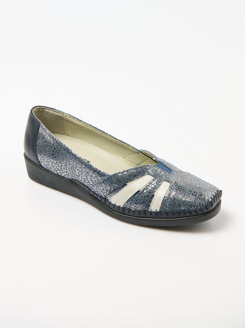Mocasines de cuña de piel con ancho suave y cómodo. - Afibel - Kiabi