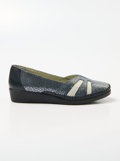 Mocasines de cuña de piel con ancho suave y cómodo. - Afibel - Kiabi