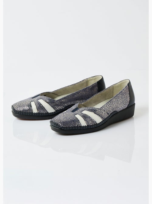 Mocasines de cuña de piel con ancho suave y cómodo. - Afibel - Kiabi