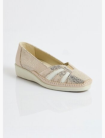 Mocasines de cuña de piel con ancho suave y cómodo. - Afibel