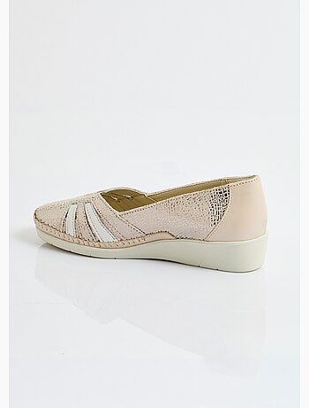 Mocasines de cuña de piel con ancho suave y cómodo. - Afibel