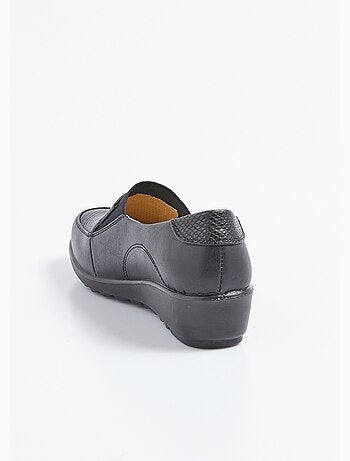 Mocasines de cuña de piel con elástico de ancho amplio - Afibel