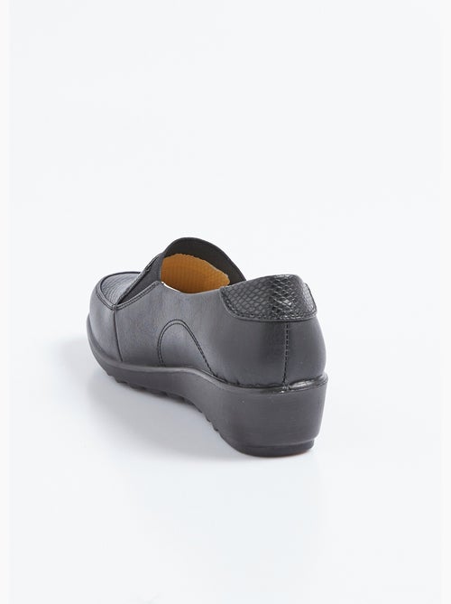 Mocasines de cuña de piel con elástico de ancho amplio - Afibel - Kiabi