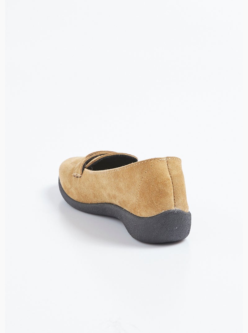 Mocasines de cuña de piel de ante suave - Afibel Camel - Kiabi