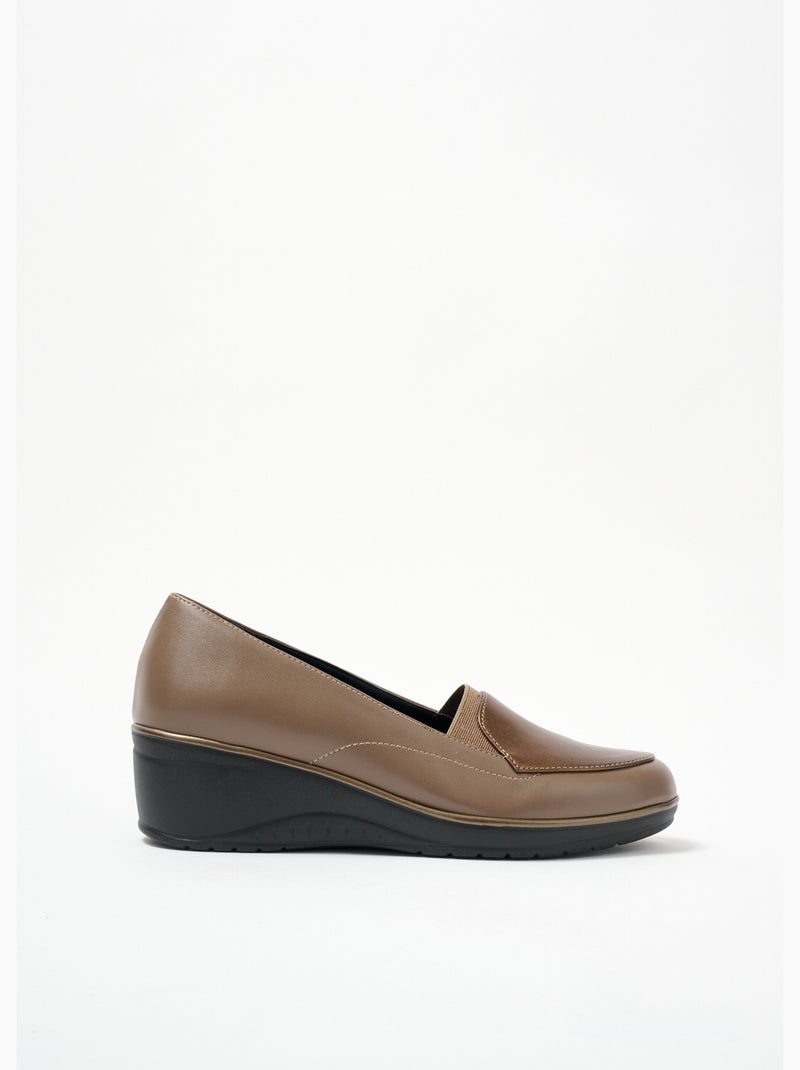 Mocasines de cuña elásticos de ancho confort - Afibel Marrón - Kiabi