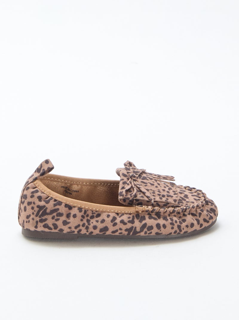 Mocasines de leopardo en antelina Marron - Kiabi