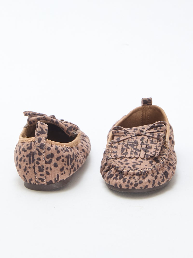 Mocasines de leopardo en antelina Marron - Kiabi