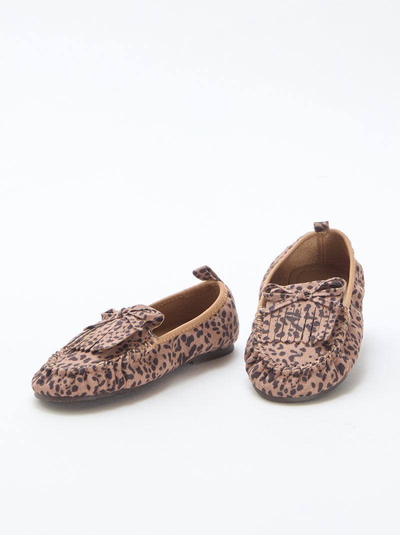 Mocasines de leopardo en antelina Marron - Kiabi