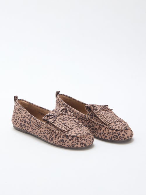 Mocasines de leopardo en antelina - Kiabi