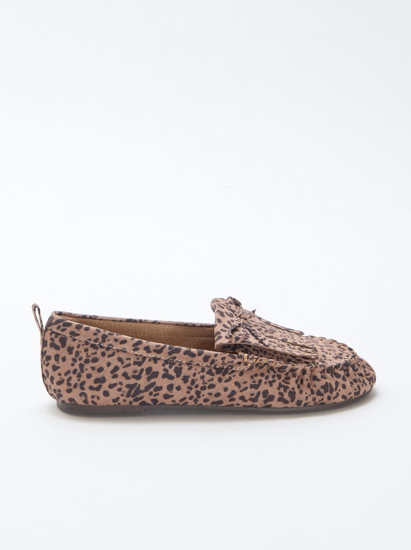 Mocasines de leopardo en antelina Marron - Kiabi