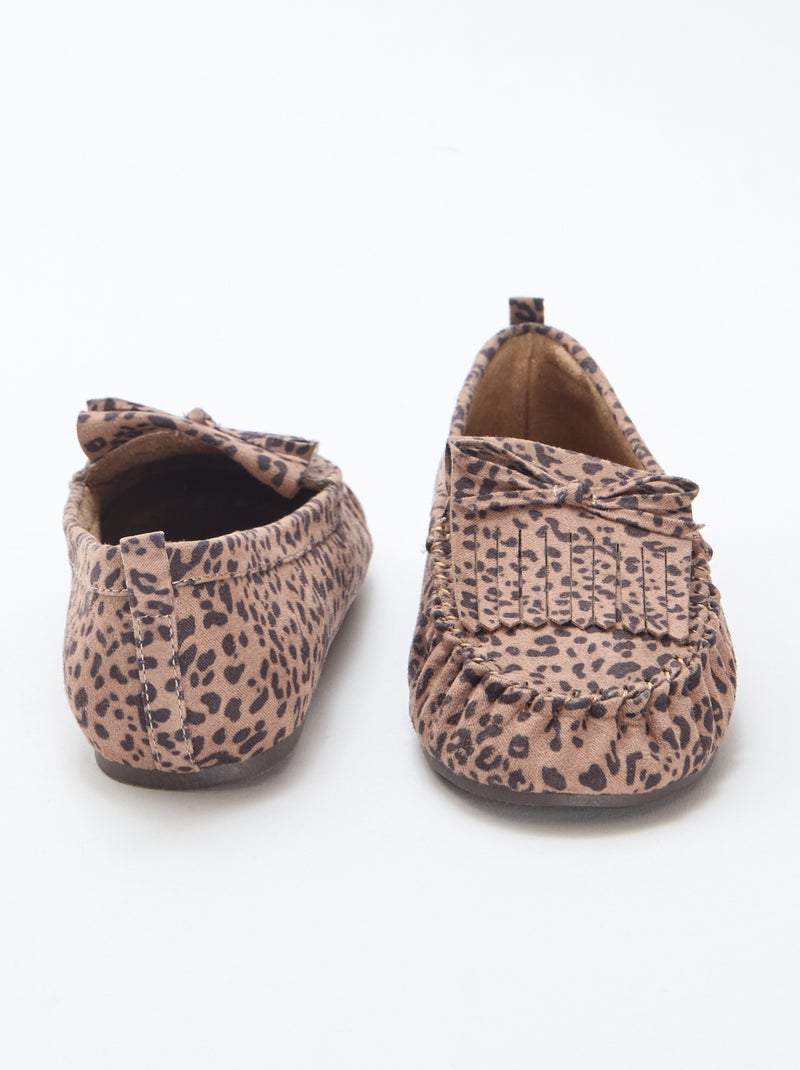 Mocasines de leopardo en antelina Marron - Kiabi