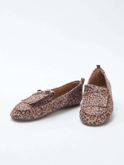 Mocasines de leopardo en antelina - Kiabi