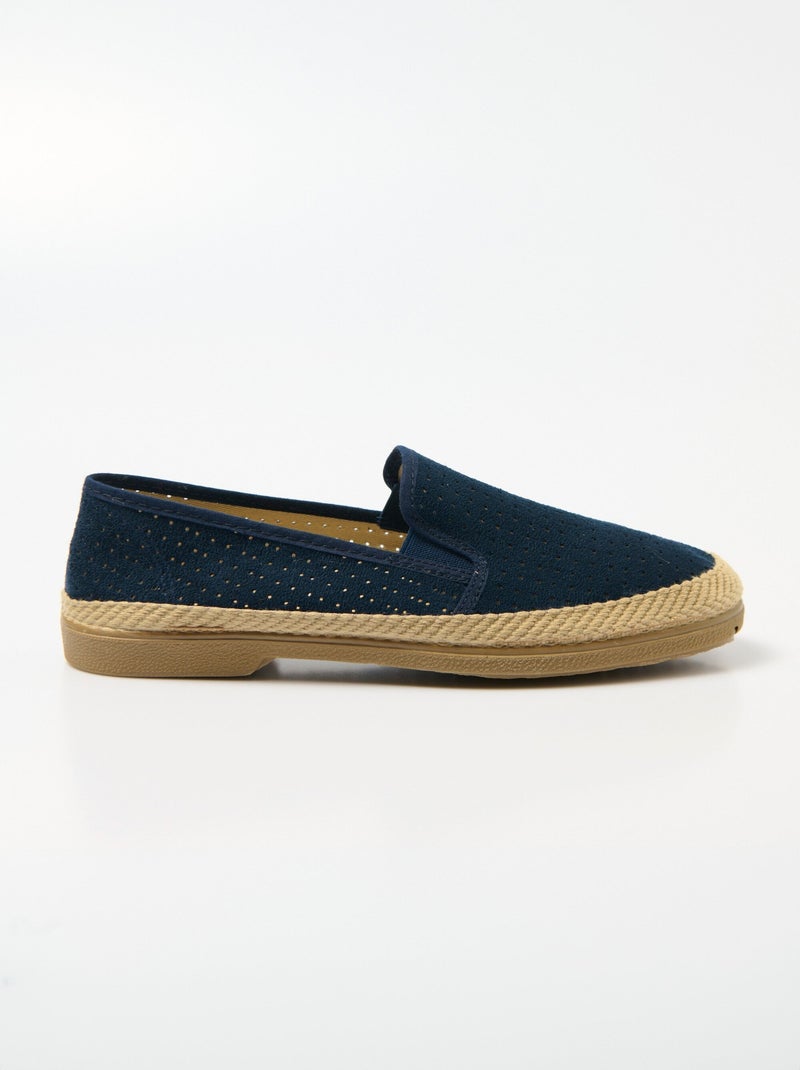 Mocasines de lona perforada elástica - Afibel Azul marino - Kiabi