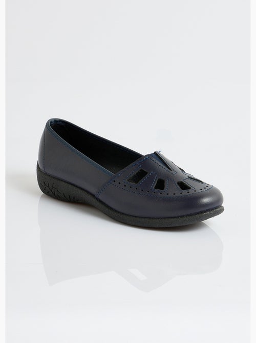 Mocasines de piel anchos confort elásticos - Afibel - Kiabi