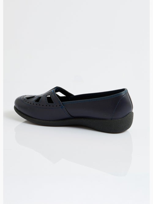 Mocasines de piel anchos confort elásticos - Afibel - Kiabi