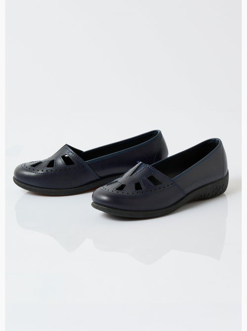 Mocasines de piel anchos confort elásticos - Afibel - Kiabi