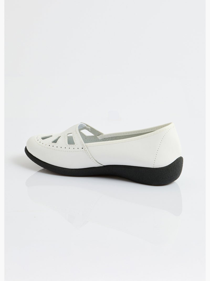 Mocasines de piel anchos confort elásticos - Afibel Blanco - Kiabi