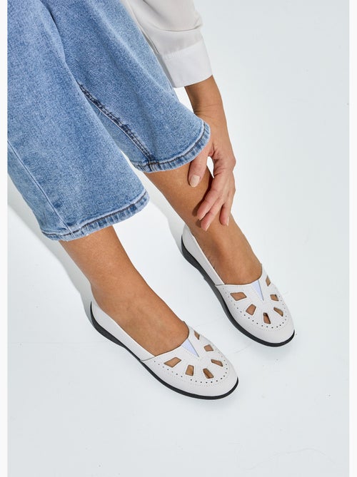 Mocasines de piel anchos confort elásticos - Afibel - Kiabi