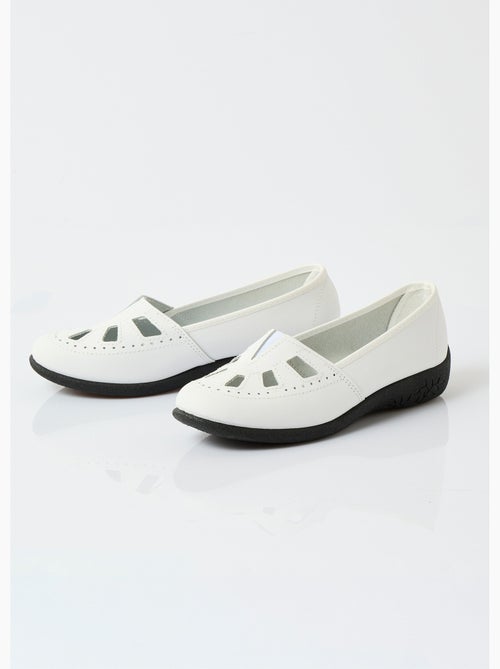 Mocasines de piel anchos confort elásticos - Afibel - Kiabi