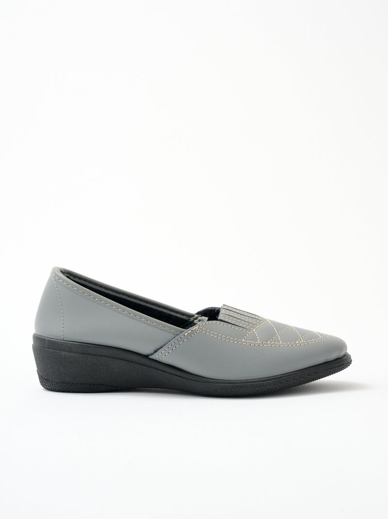 Mocasines de piel anchos confort elásticos - Afibel Gris - Kiabi