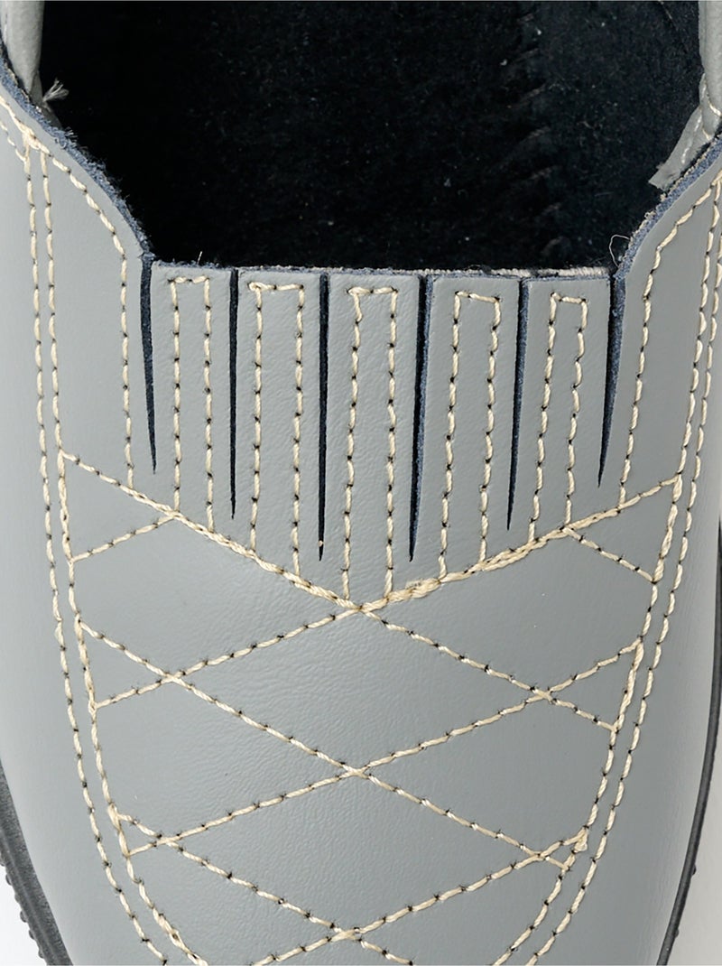 Mocasines de piel anchos confort elásticos - Afibel Gris - Kiabi